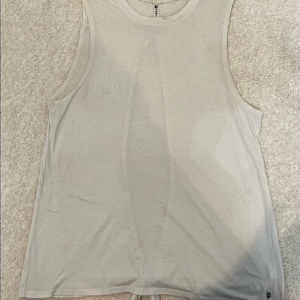 white fabletics workout time open back - size xs